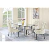 Rosdorf Park Jainaba 4 - Person Dining Set Wood/Glass/Upholstered Chairs in Brown/Gray, Size 30.0 H in | Wayfair 648B1DE8C8D84D769E17B0D2BFEA49EB