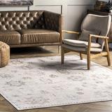 White Area Rug - Bungalow Rose Grantsboro Oriental Machine Washable Beige Area Rug Polyester in White, Size 60.0 W x 0.12 D in | Wayfair