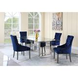 Rosdorf Park Jainaba 4 - Person Dining Set Wood/Glass/Upholstered Chairs in Brown/Gray, Size 30.0 H in | Wayfair 71C048B60F29405183B0E16365F78D05