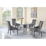 Rosdorf Park Jainaba 4 - Person Dining Set Wood/Glass/Upholstered Chairs in Brown/Gray, Size 30.0 H in | Wayfair 06DC6147C62F46759A7C39092DB59011