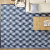 Blue Area Rug - Sand & Stable™ Jaylah Geometric Power Loom Navy Indoor/Outdoor Patio Rug Polyester/Polypropylene in Blue | Wayfair