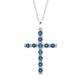 Effy® 1/8 Ct. T.w. Diamond And 1.41 Ct. T.w. London Blue Topaz Pendant Necklace In 14K White Gold, 16 In