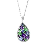 Effy® 1/4 Ct. T.w. Diamond And 3.38 Ct. T.w. Sapphire, Tsavorite, And Amethyst Pendant Necklace In 14K Gold, White, 16 In