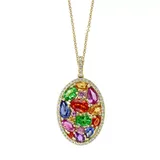 Effy® 1/5 Ct. T.w. Diamond And 3.98 Ct. T.w. Multi Sapphire Pendant Necklace In 14K White Gold, Yellow, 16 In