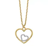 Belk & Co 14K Yellow Gold With Rhodium Plated Heart In Heart Necklace, 18 In