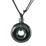 Dona,'Guatemalan Natural Dark Green Jade Pendant Necklace'