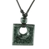 Sin Fin,'Guatemalan Natural Dark Green Jade Pendant Necklace'