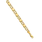 Belk & Co Women's 14K Yellow Gold Double Link with Hearts Charm 8 Inch Bracelet