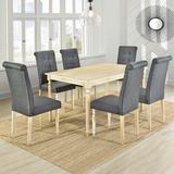 One Allium Way® Boley 7 - Piece Dining Set Wood/Upholstered Chairs in Brown/Gray, Size 29.6 H x 35.4 W x 59.0 D in | Wayfair