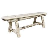 Union Rustic Beaudette Solid Wood Plank Style Bench, Stained & Lacquered Wood in Brown, Size 18.0 H x 60.0 W x 19.0 D in | Wayfair