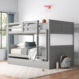 Three Posts™ Teen Isiah Full Over Full Standard Bunk Bed w/ Trundle Wood in Gray, Size 60.0 H x 57.0 W x 79.5 D in | Wayfair