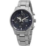 Chronograph Quartz Blue Dial Grey Titanium Watch - Metallic - Seiko Watches