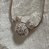 Disney Jewelry | 925 Disney Cz Mickey Necklace | Color: Silver | Size: Os