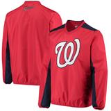 "Men's G-III Sports by Carl Banks Red Washington Nationals V-Neck Trainer Pullover Jacket"