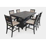 Wade Logan® Morman Counter Height Extendable Dining Set Wood/Upholstered Chairs in Gray/Black, Size 36.0 H in | Wayfair 1851-72-BS520KD-KT