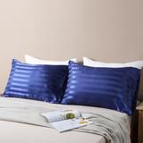 Mercer41 Nida Striped Pillowcase Microfiber/Polyester/Silk/Satin in Blue, Size 20.0 H x 30.0 W in | Wayfair 1C3D8916E2564483A11FCBC4F85663E0