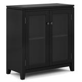 Cosmopolitan SOLID WOOD 30 inch Wide Contemporary Low Storage Cabinet in Black - Simpli Home AXCCOS14-BL
