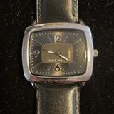 Nine West Accessories | Nine West Genuine Leather Quartz Analog Watch | Color: Black/Silver | Size: Os