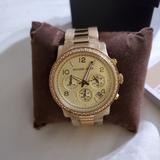 Michael Kors Other | Michael Kors Womens Gold Horn Mk5582 Watch | Color: Gold/Tan | Size: Os