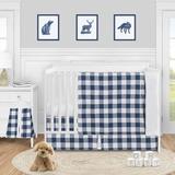 Sweet Jojo Designs 4 Piece Crib Bedding Set Cotton in White/Blue | Wayfair BuffaloCheck-NV-WH-Crib-4