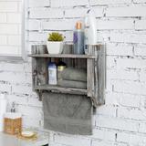 August Grove® Braffe 15.5" W x 11.75" H x 6.5" D Solid Wood Wall Mounted Bathroom Shelves Solid Wood in Brown, Size 11.75 H x 15.5 W x 6.5 D in