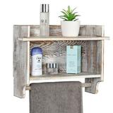 August Grove® Braffe 15.5" W x 11.75" H x 6.5" D Solid Wood Wall Mounted Bathroom Shelves Solid Wood in White, Size 11.75 H x 15.5 W x 6.5 D in