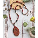 My Gems Rock! Women's Necklaces brown - Mahogany Obsidian & Crystal Beaded Oval Pendant Necklace