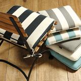 Giardino Dining Chair Cushion - Select Colors Canopy Stripe Black/Sand Sunbrella - Ballard Designs