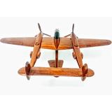 Winston Porter Danique Wooden P-38 Lightning Airplane Model Wood in Brown/Gray, Size 8.0 H x 19.0 W x 15.0 D in | Wayfair