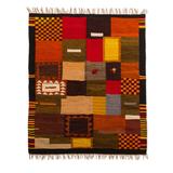 Wari Geometry,'Handwoven Andean Wool 2.5 x 4 Ft Accent Rug'