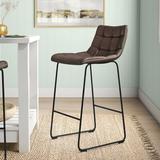 Sand & Stable™ Erica 29" Bar Stool Wood/Upholstered/Leather in Brown, Size 39.0 H x 19.0 W x 22.0 D in | Wayfair 9E2E8354E16A4DB68A09CBC24B23A763