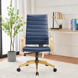 Everly Quinn Ramiro Executive Chair Aluminum/Upholstered in Gray/Blue, Size 42.0 H x 22.44 W x 19.29 D in | Wayfair