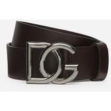 Leather Belt With Crossed Dg Logo - Black - Dolce & Gabbana Belts