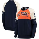 Women's Starter Navy/Orange Detroit Tigers Baseline Raglan Pullover Sweatshirt