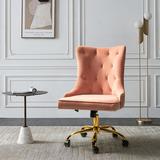 Etta Avenue™ Lisa Swivel Task Chair w/ Tufted Back Upholstered, Metal in Red/Pink/Brown, Size 38.5 H x 22.5 W x 25.0 D in | Wayfair