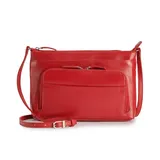 ili RFID-Blocking Leather Traveler Crossbody Bag, Red