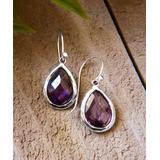Vera & Co. Women's Earrings purple - Cubic Zirconia & Sterling Silver Teardrop Earrings