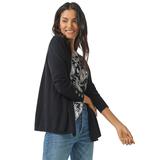 Plus Size Women's Button-Cuff Cardigan With Belt by ellos in Black (Size 18/20)