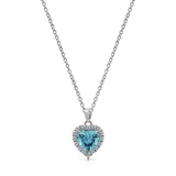 J'admire Women's Platinum Plated Sterling Silver 2.3 ct. t.w. Swarovski® Cubic Zirconia Heart Halo Pendant Necklace, 16 in + 2 in Extender
