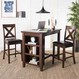 Darby Home Co Donegal 2 - Person Counter Height Solid Wood Dining Set Wood/Upholstered Chairs in Brown, Size 36.0 H in | Wayfair