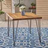 Williston Forge Tindley Acacia Wood Dining Table Wood/Metal in Black/Brown/Gray, Size 29.0 H x 32.5 W x 32.5 D in | Wayfair