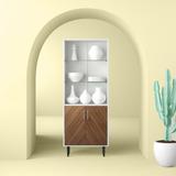 Wrought Studio™ Aminatou China Cabinet Wood/Glass in White/Brown, Size 67.75 H x 26.0 W x 14.0 D in | Wayfair C9C74A5D02EA4E3D91069501B98E9BF3