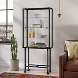 17 Stories Malpha Curio Cabinet Glass in Black/Brown/Gray, Size 68.25 H x 30.0 W x 12.5 D in | Wayfair 670781845CE243FFB069544CF1D13609