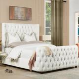 Rosdorf Park Currier Tufted Upholstered Low Profile Standard Bed Upholstered in White, Size 58.5 H x 67.5 W x 88.5 D in | Wayfair