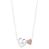 "Brilliance Two Tone Dancing Crystal Double Heart Necklace, Women's, Size: 18"", White"