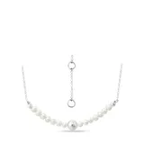 Belk & Co Women's 4-4.5 Millimeter Freshwater Pearl and Silver Bead Necklace in Sterling Silver, 16 in