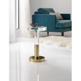 Hooker Furniture Melange Glass Top Pedestal End Table Aluminum/Glass in Gray/Yellow, Size 21.0 H x 12.0 W x 12.0 D in | Wayfair 638-50545-00