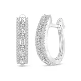 Diamour White 5/8 ct. t.w. Marquise and Round Diamond Hoop Earrings in 14K White Gold