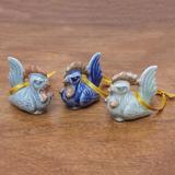 The Holiday Aisle® Happy Hens Hanging Figurine Ornament Fabric in Blue, Size 2.0 H x 2.3 W x 1.3 D in | Wayfair 3FEEDABC7FAA46DE9D3FDA6BCEF57541