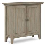 Redmond SOLID WOOD 32 inch Wide Transitional Low Storage Cabinet in Distressed Grey - Simpli Home AXCRED14-GR